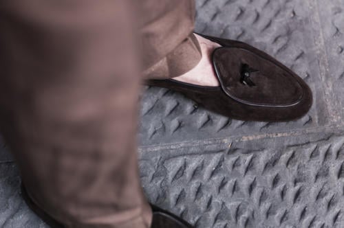 Rubinacci belgian suede slippers brown