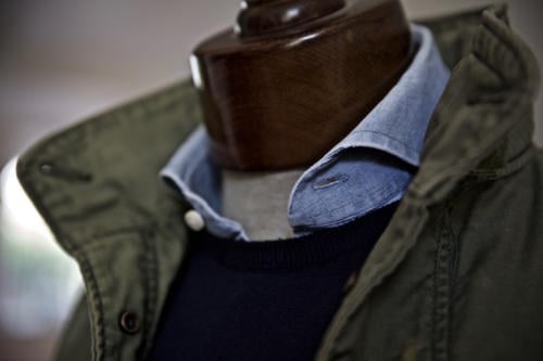 denim shirt and M45 jacket