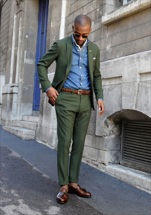 men suit with loafers