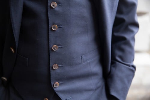 Cifonelli navy suit waistcoat