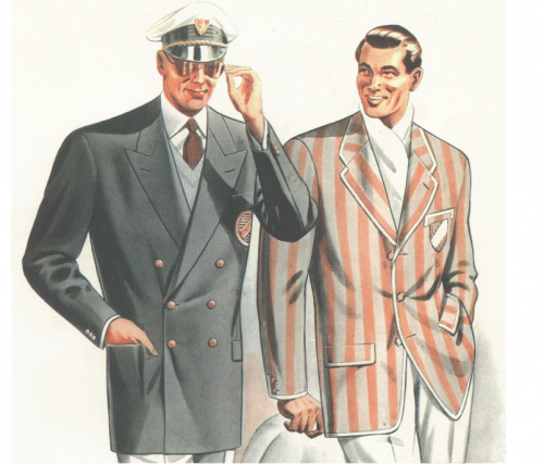 Double breasted suit Italian illustration