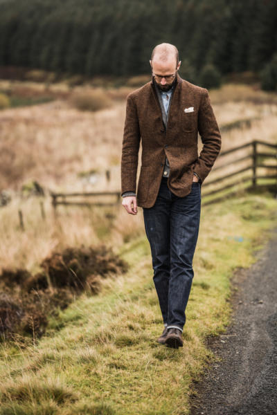 Harris tweed and jeans