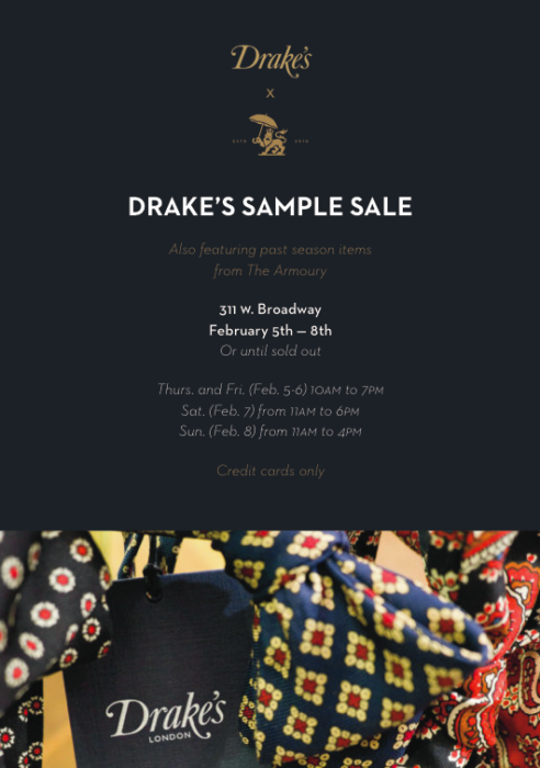 drakes armoury sample sale