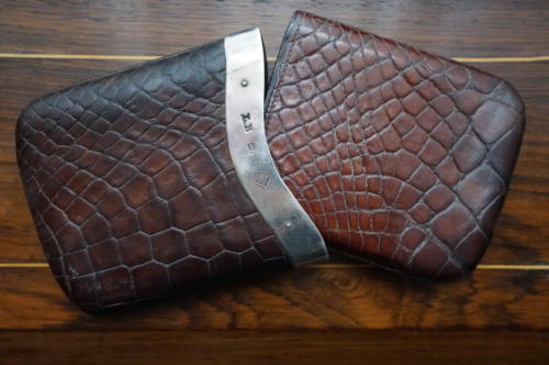 Crocodile Skin Cigarillo Case with Silver Collar – Bentleys London