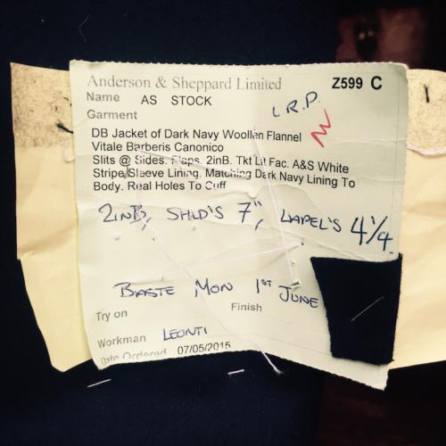 Anderson and SHeppard double breasted jacket order