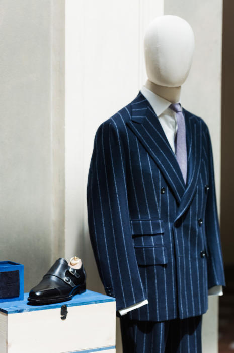 Antonio Panico chalkstripe DB suit Symposium