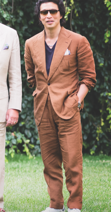 Wei Koh in Rubinacci linen suit