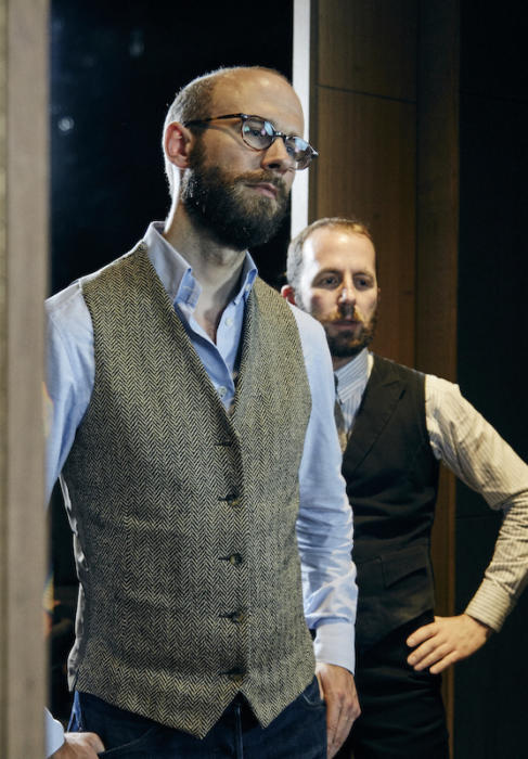 Herringbone waistcoat Davide Taub bespoke gieves