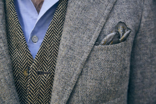 caliendo tweed jacket and drakes handkerchief