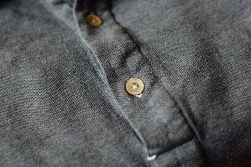 Friday polo shirt grey detail hand sewn button