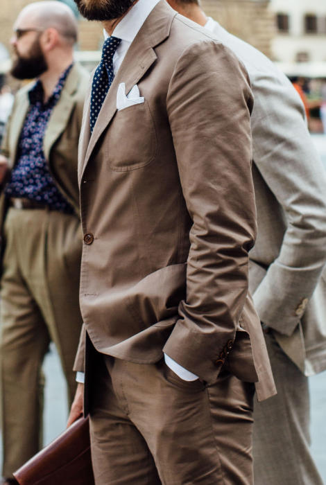 Cotton brown grey bespoke suit