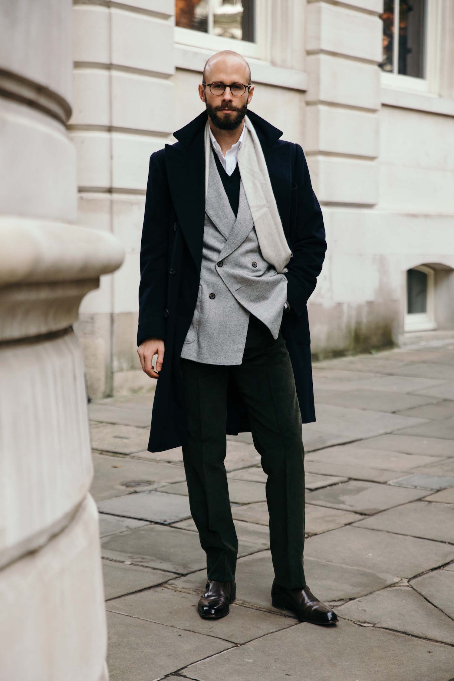 Brown Oxfords and Blue English Tweed Jacket and Italian Wool Coat – Stefano  Bemer