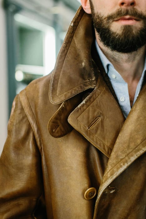 Dunhill archive leather driving coat