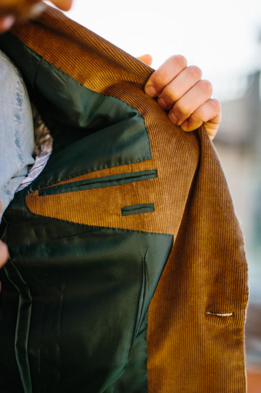 Sartoria Pirozzi corduroy suit lining green