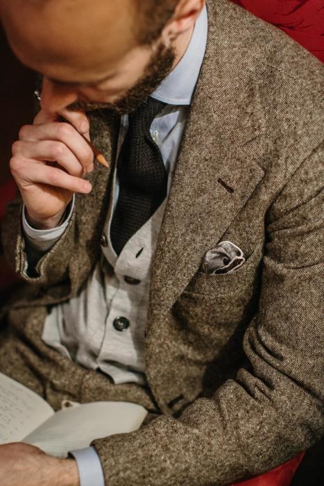 drapers donegal tweed suit brown