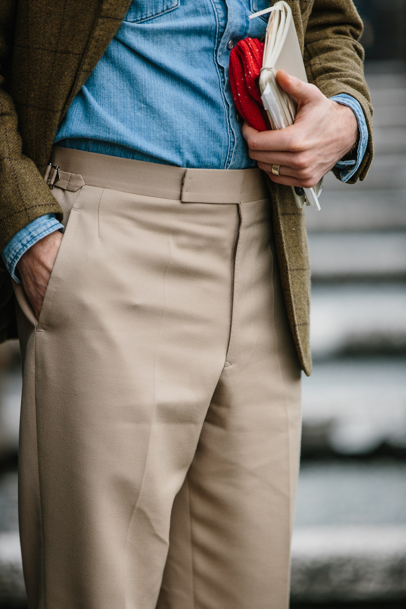 Beams F Pleated Flannel Trousers Dark Grey at CareOfCarlcom