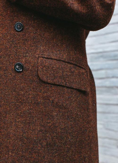 Harris Tweed Herringbone Double Breasted Topcoat