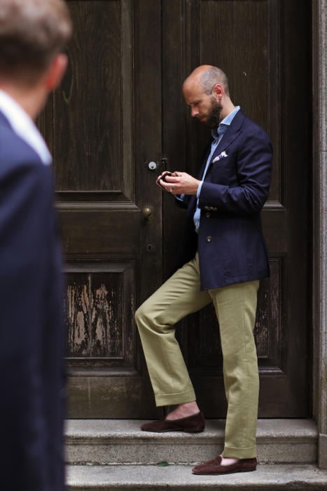 hopsack jacket and linen trousers
