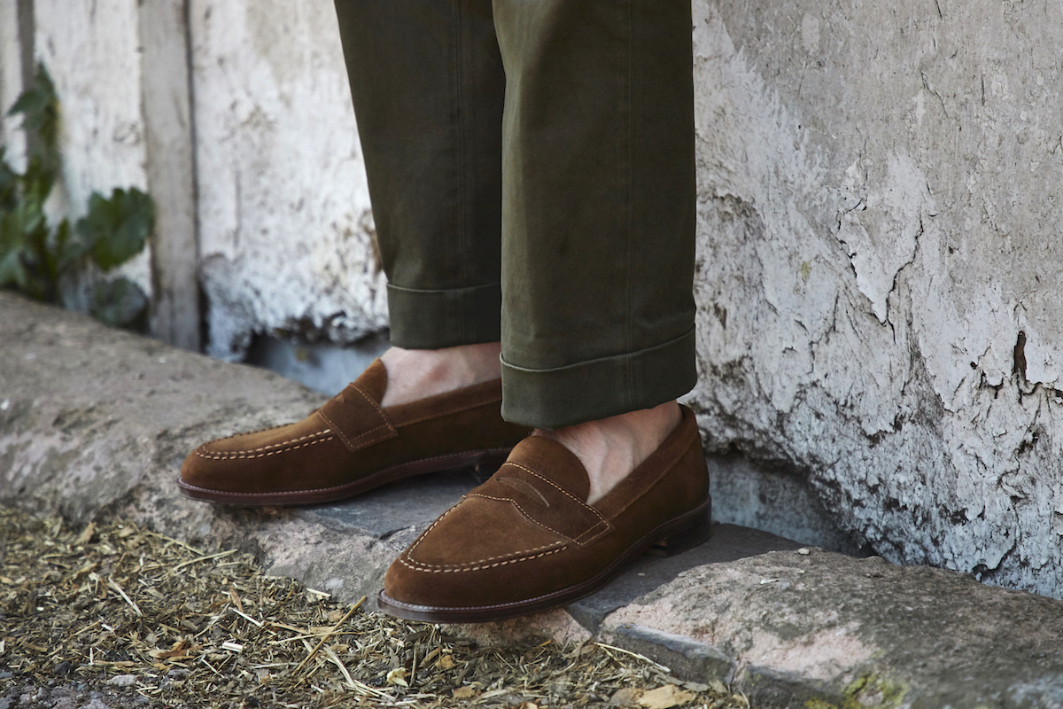 alden suede loafer