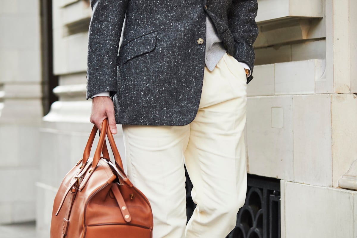 Light brown donegal tweed essential Suit Jacket with elbow patches