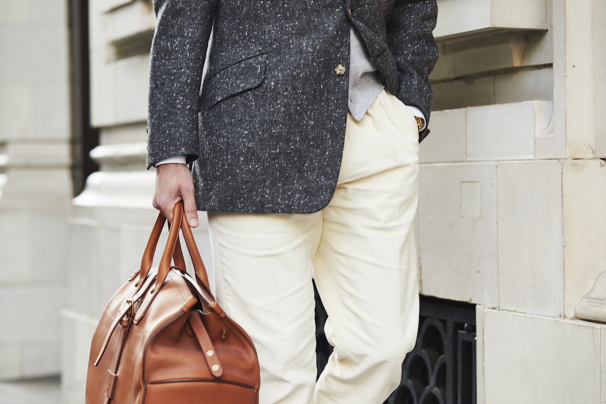 Light brown donegal tweed essential Suit Jacket with elbow patches