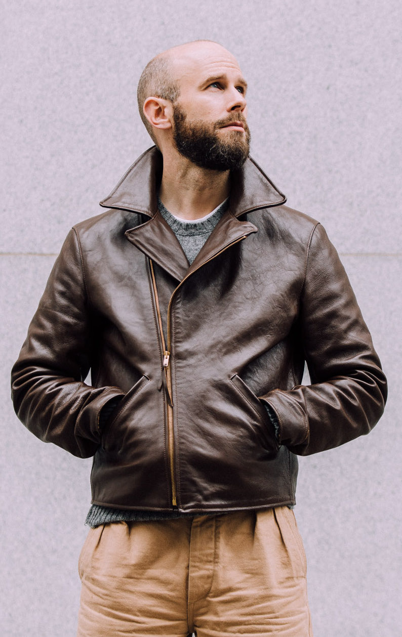 biker jacket in soft wool cloth