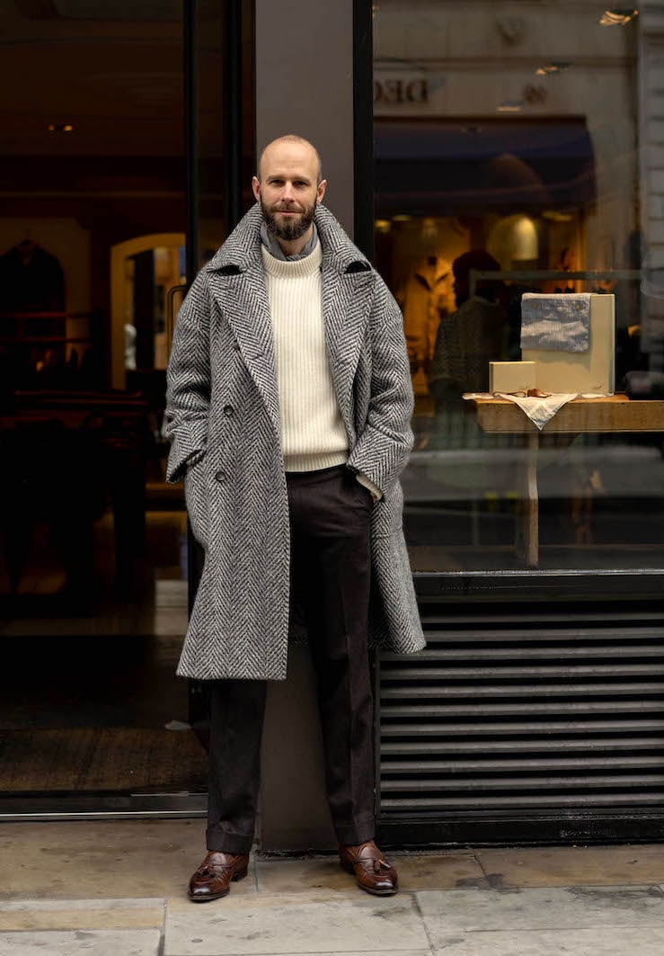 A Connolly tonal outfit: cream, grey and brown – Permanent Style