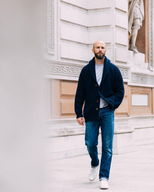 Old Town Shawl Cardigan in Navy