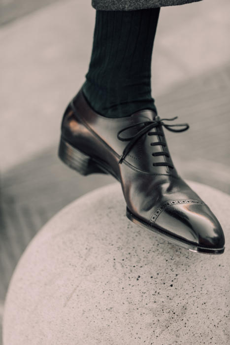 Penny loafer made of dark brown Scotch Grain calfskin - hand-polished – Michael Jondral