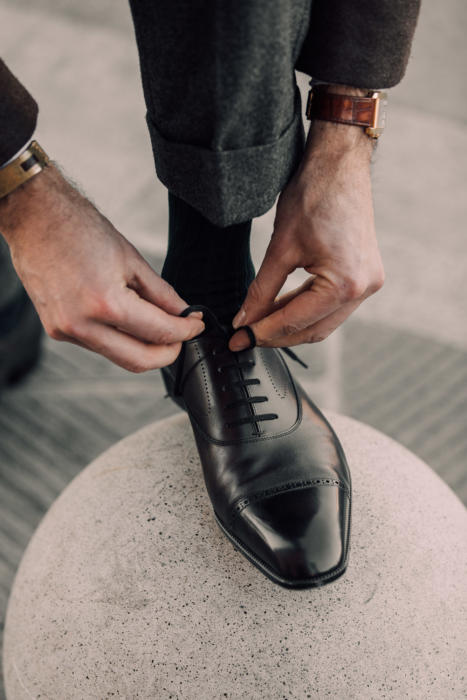 Penny loafer made of dark brown Scotch Grain calfskin - hand-polished – Michael Jondral