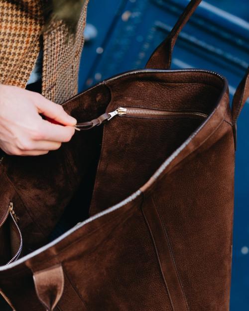 Brown suede tote bag sale