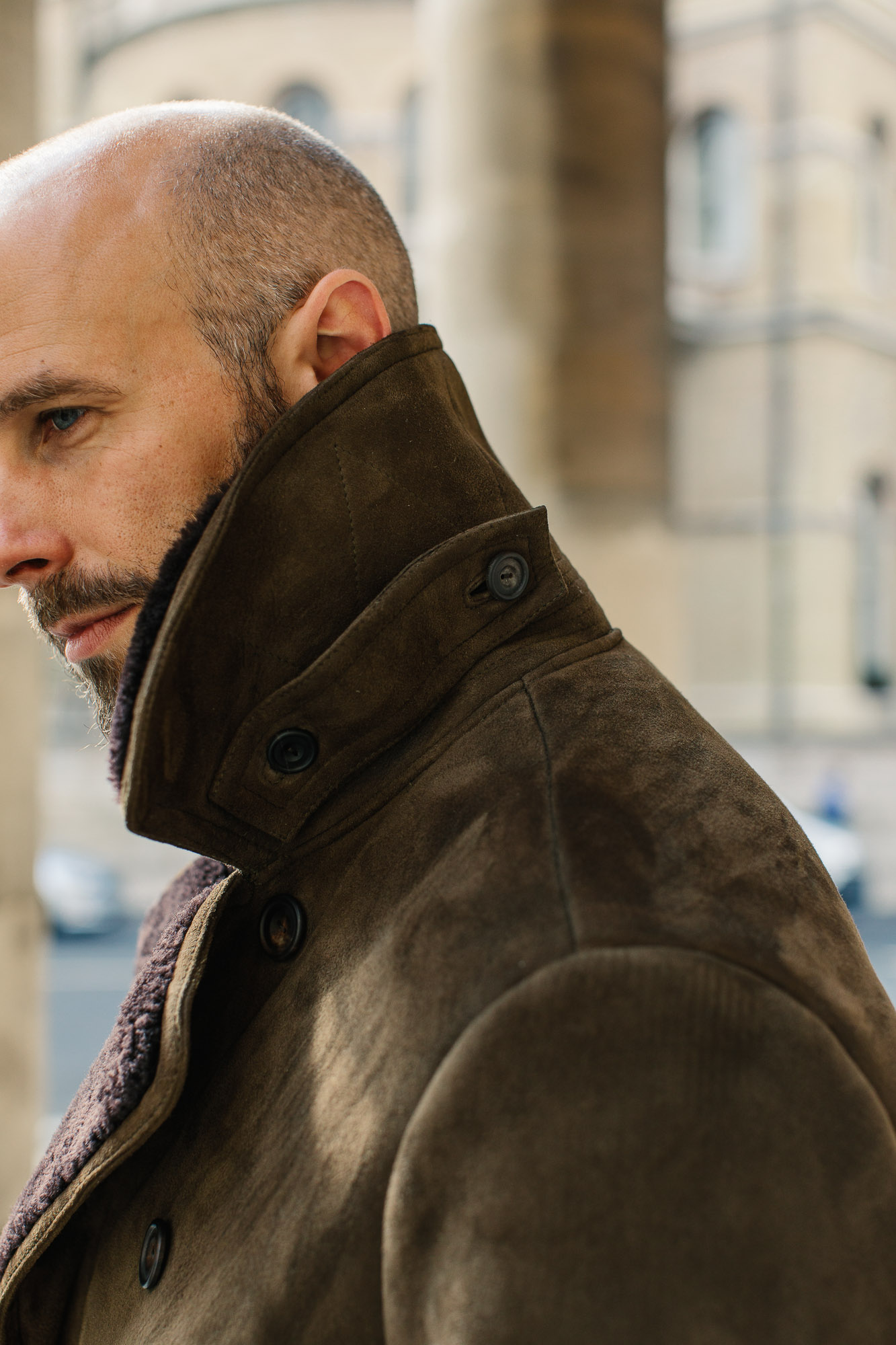 Mens designer shearling best sale jacket