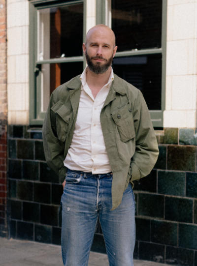 Jungle jacket with yellow oxford and blue jeans