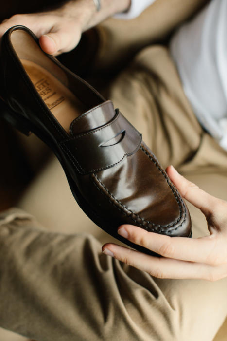 Crockett and Jones “Harvard II” Unlined Penny Loafer in Dark Brown Suede  Leather. Perfect with a beige cotton suit or a pair of denim.…