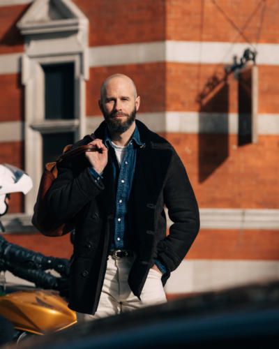 Denim western shirt and shearling