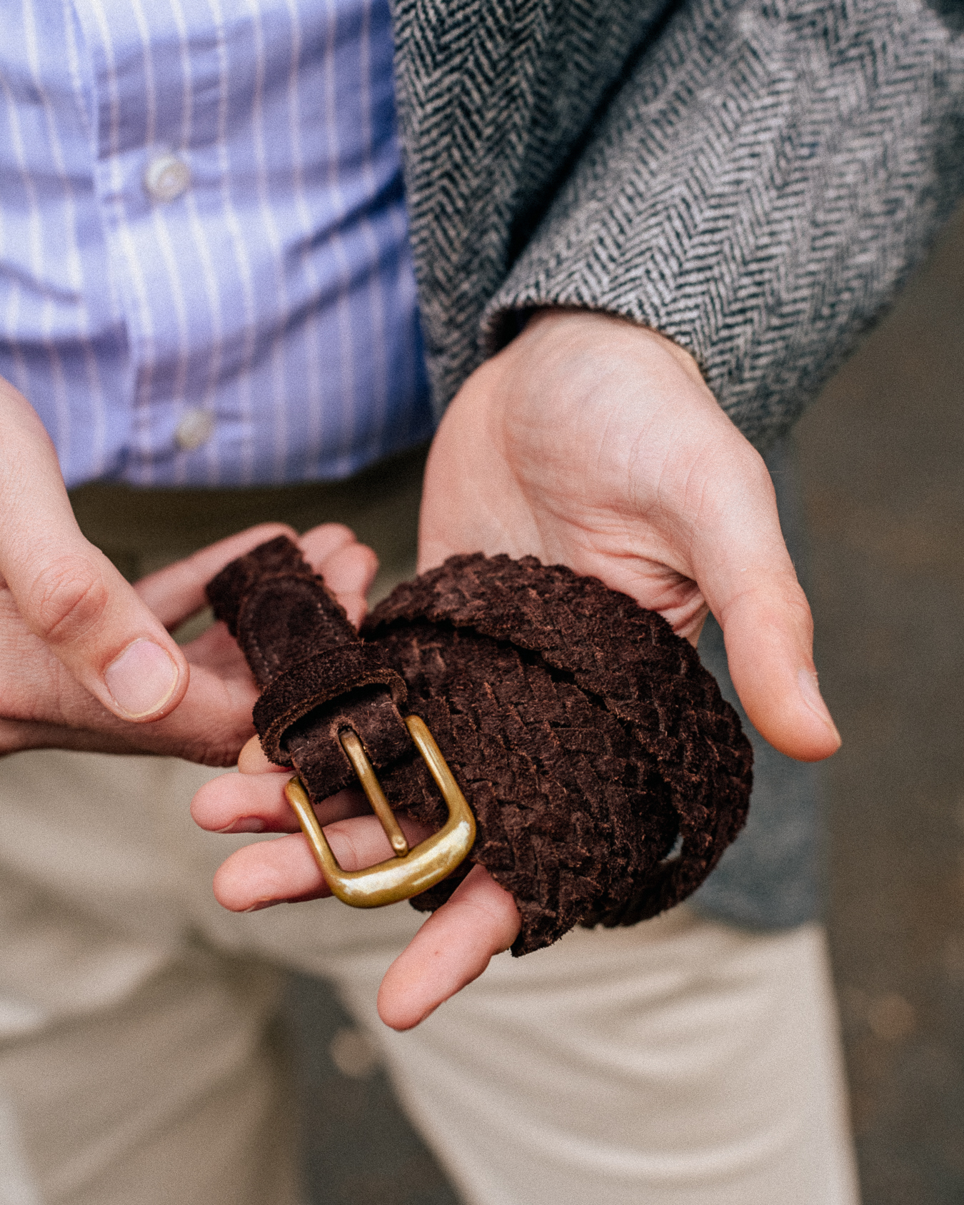 the FRENCH BRAID leather handwoven handbag strap, woven in NYC