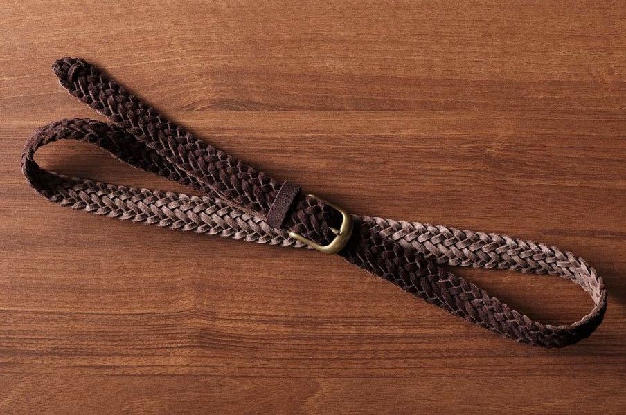 Brown Braided Belt in Calf Leather