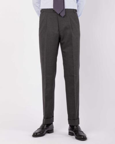 VBC Grey Wool Flannel Dress Pant with Plain Hem