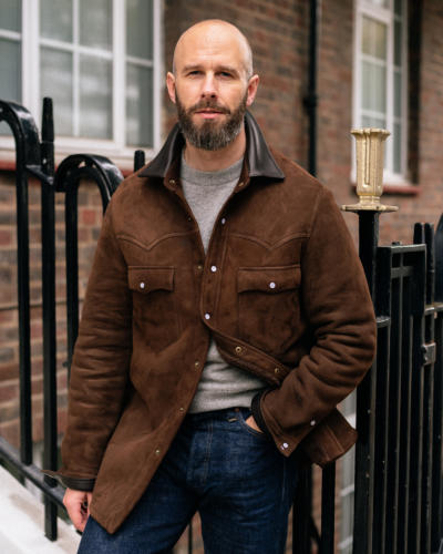 Brown shearling overshirt