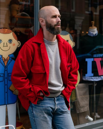 Red wool overshirt - as outerwear
