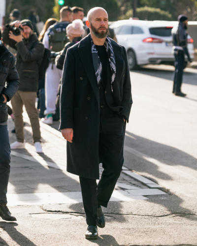 All navy with silk scarf