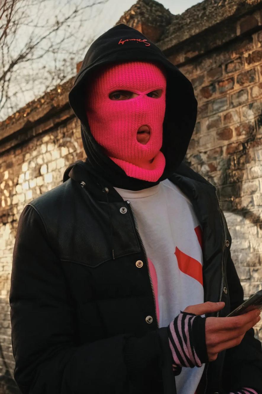 HOT PINK & MAROON PIERCING BALACLAVA