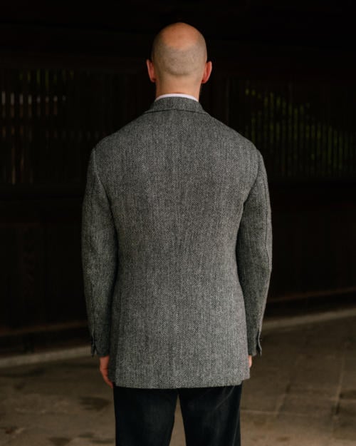 Double denim – in new Anthology tweed jacket – Permanent Style