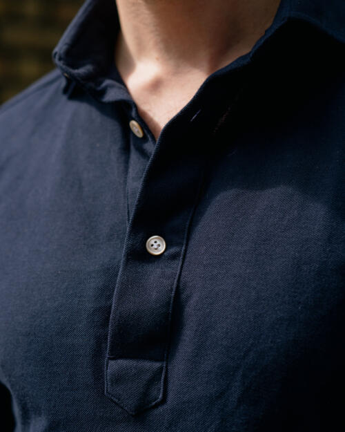 Placket of handmade polo shirt