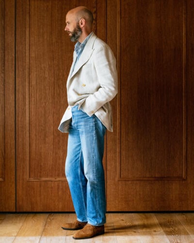 Heavy linen jacket with jeans