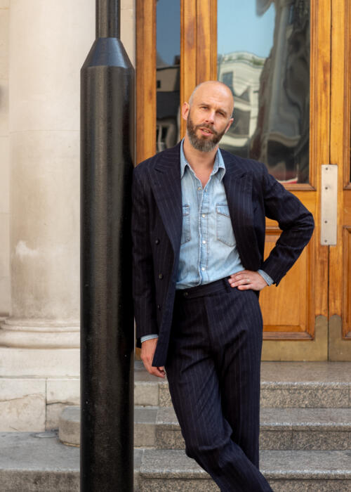 Reviving the navy chalk-stripe suit: Ciardi DB in Fox collab